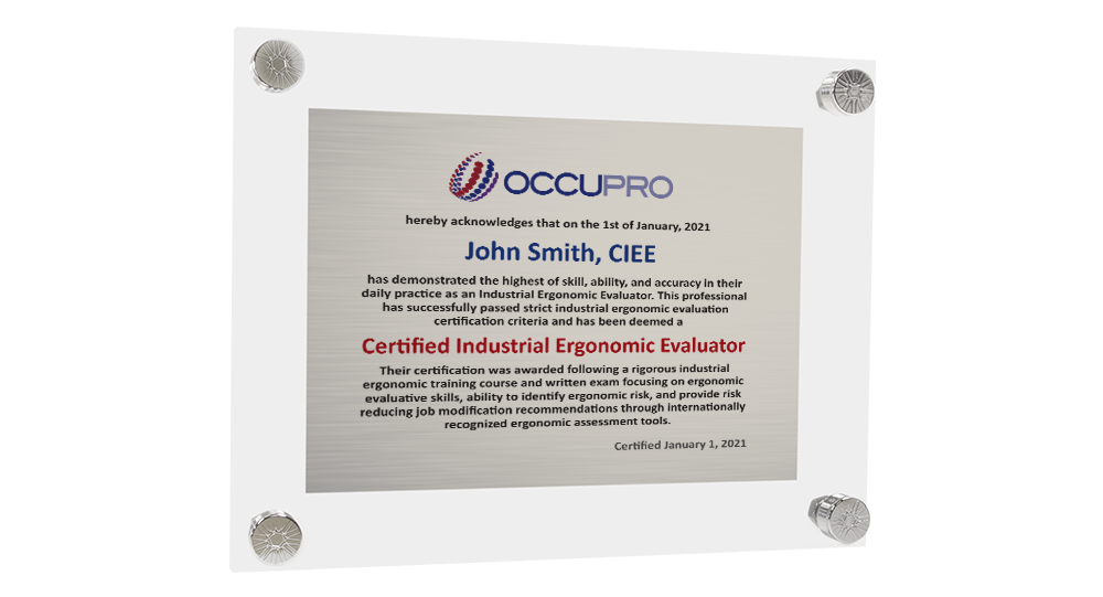 Industrial Ergonomic Evaluator Certification