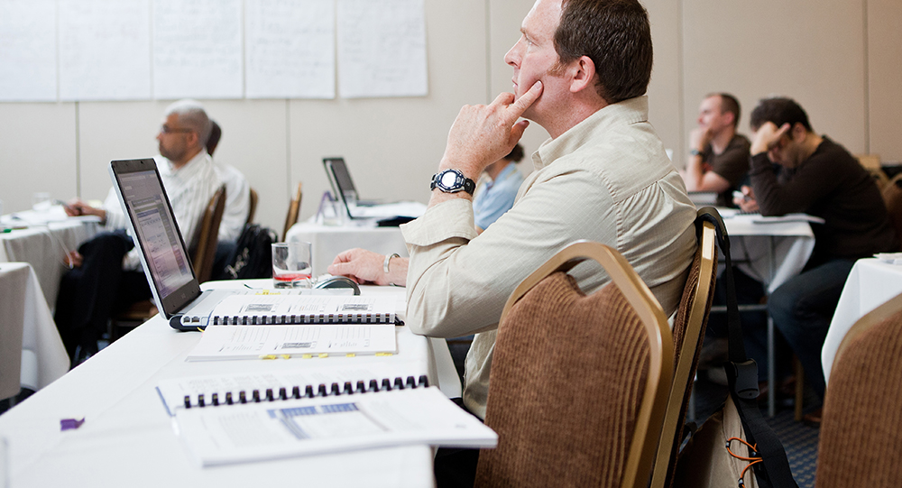 Attendee focused during course