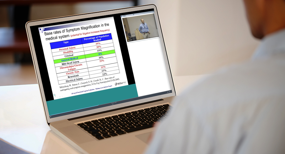 Attendee watching an On Demand (pre-recorded) course at their office