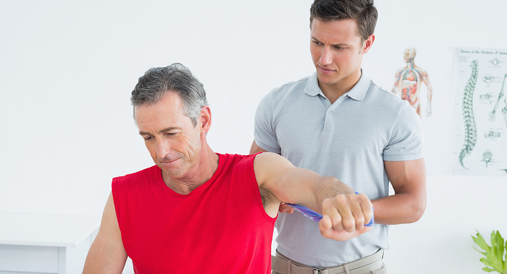 Worker at on-site rehabilitation
