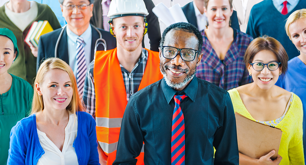 Group of people with different backgrounds and jobs