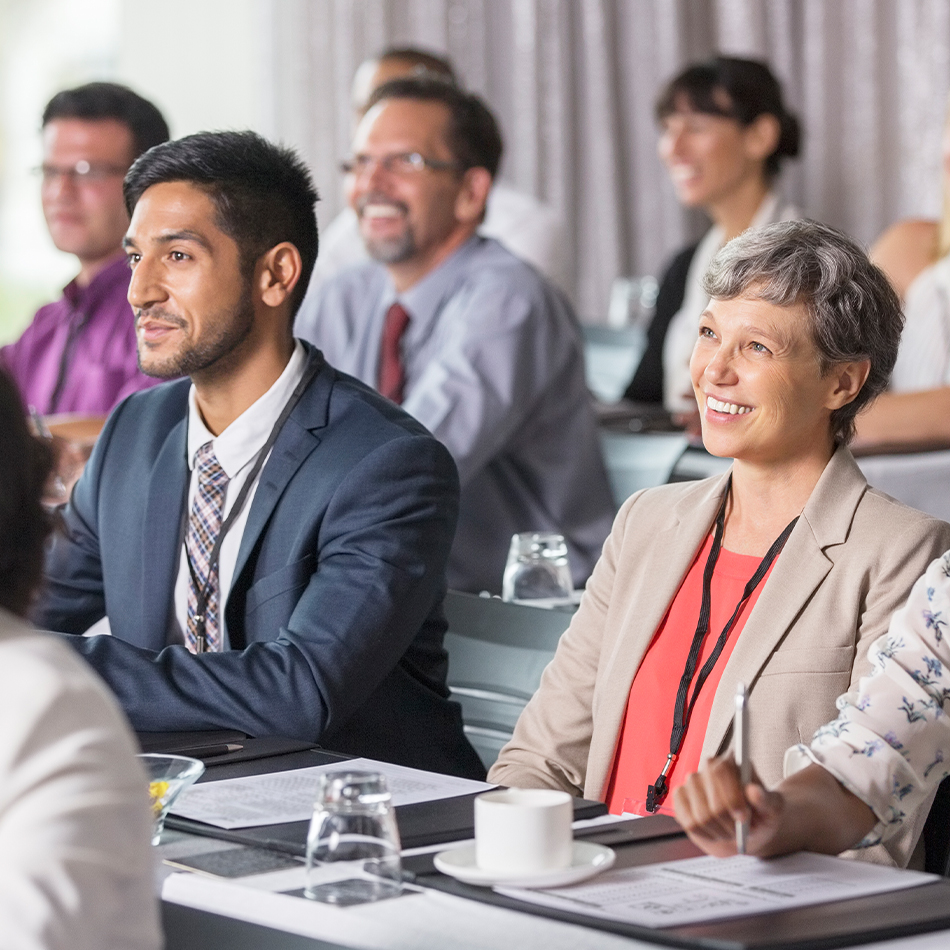 Classroom laughing during live training