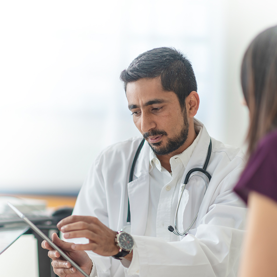 Doctor holding tablet