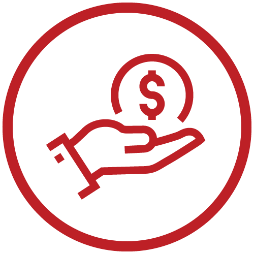 Hand collecting coin icon
