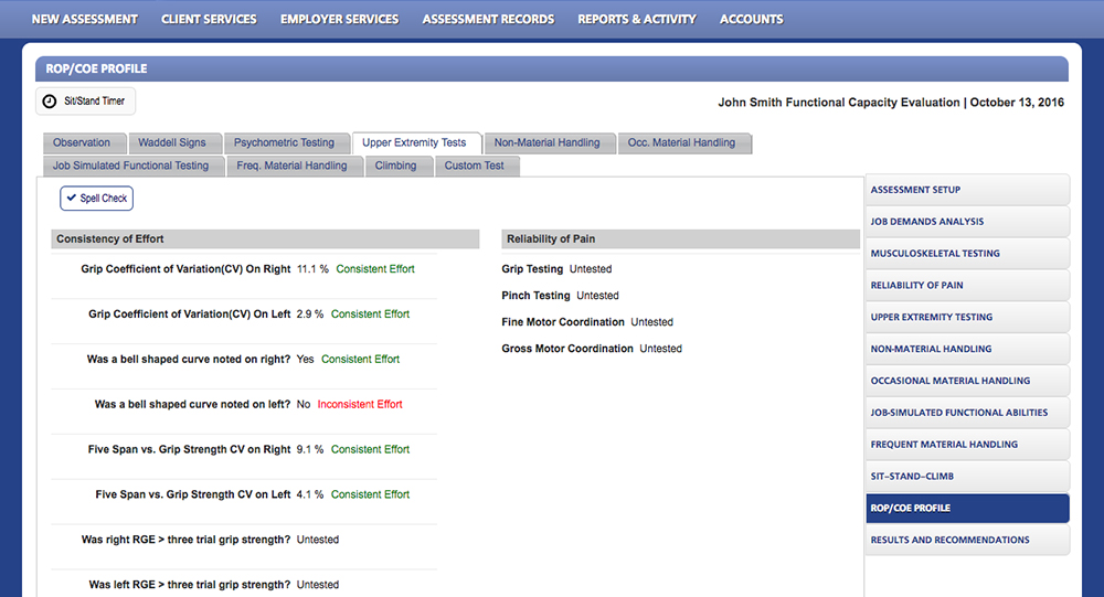 Consistency of Effort screenshot