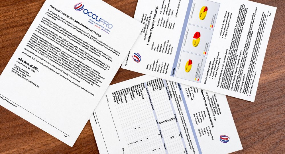 Cover Letter, FCE, and RTW Recommendations sitting on table