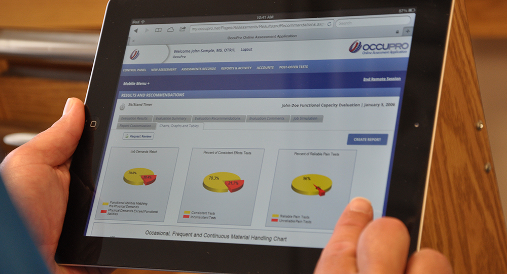 Functional Capacity Evaluation Software on a tablet