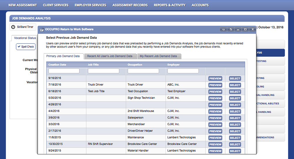 Job Demands Analysis screenshot