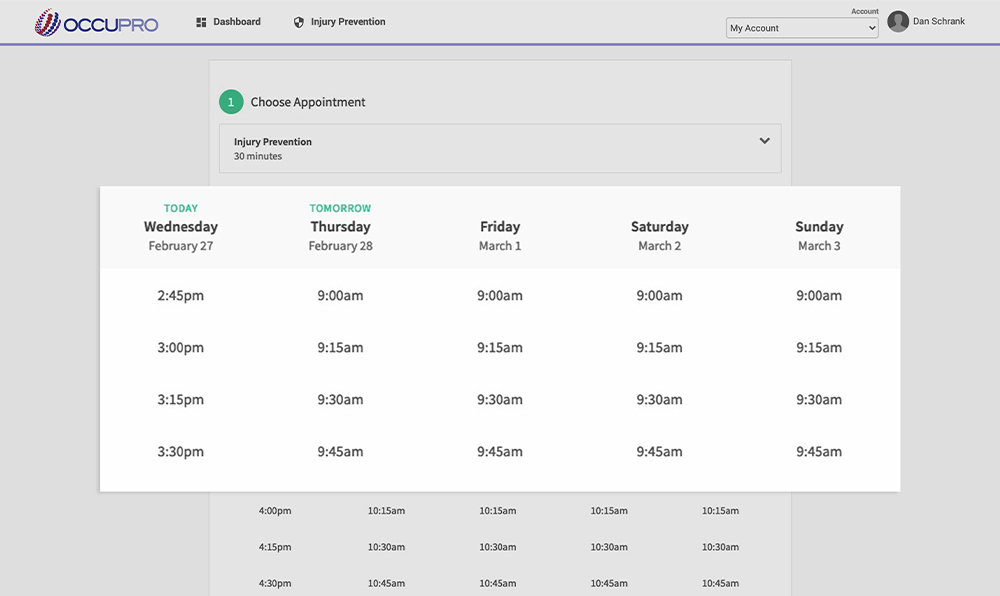 Scheduling Application screenshot