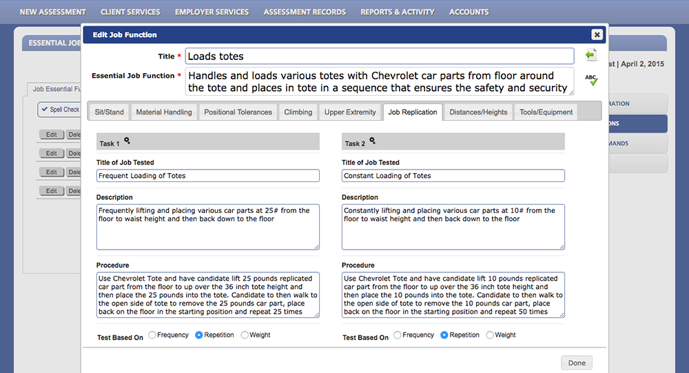 Job Description screenshot