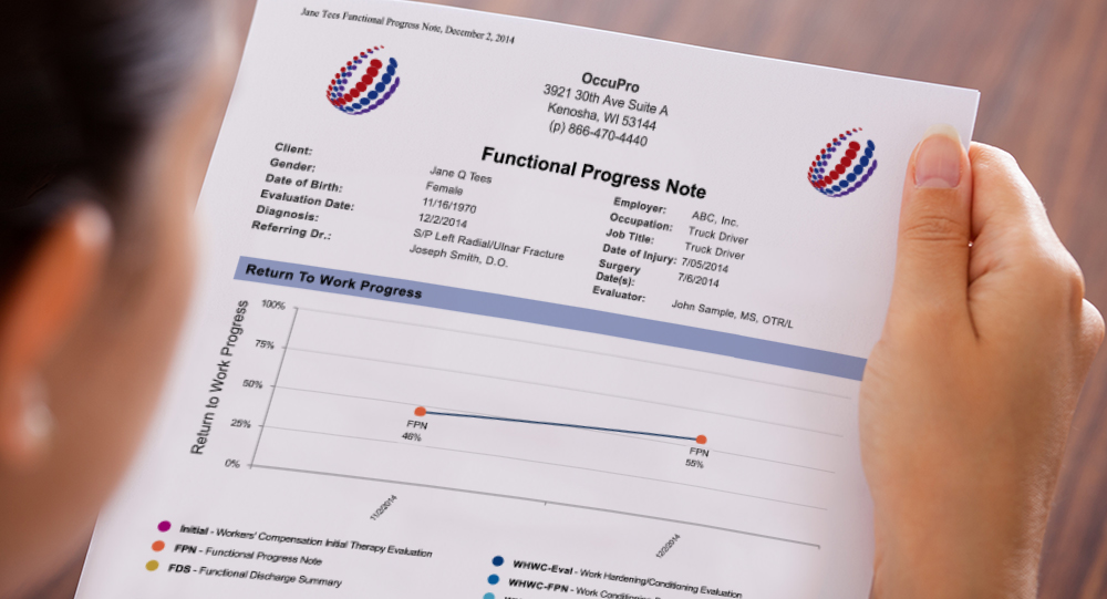 Physician reading a Functional Progress Note