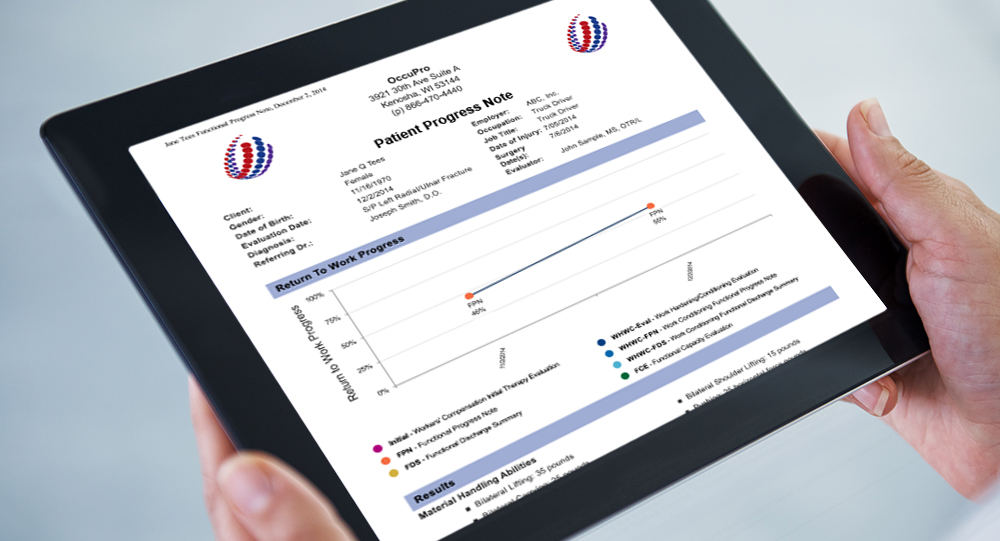 Physician reading a Patient Progress Note on a tablet