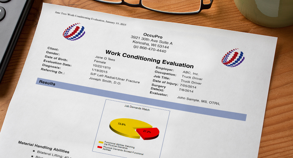 Work Hardening/Conditioning Evaluation sitting on a desk