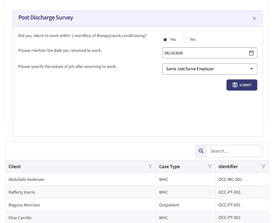Patient Survey screenshot