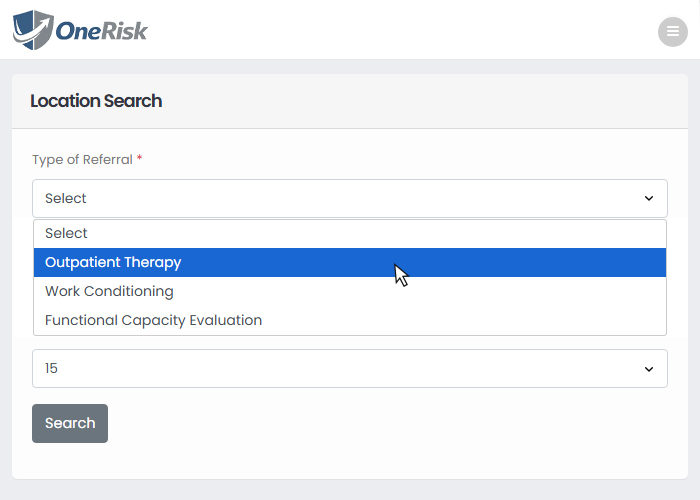 Location Search screenshot