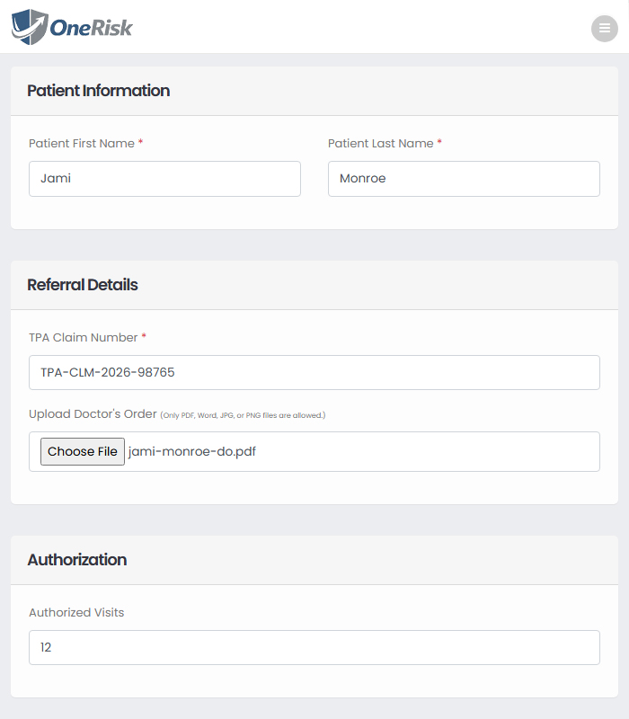 Patient Information screenshot